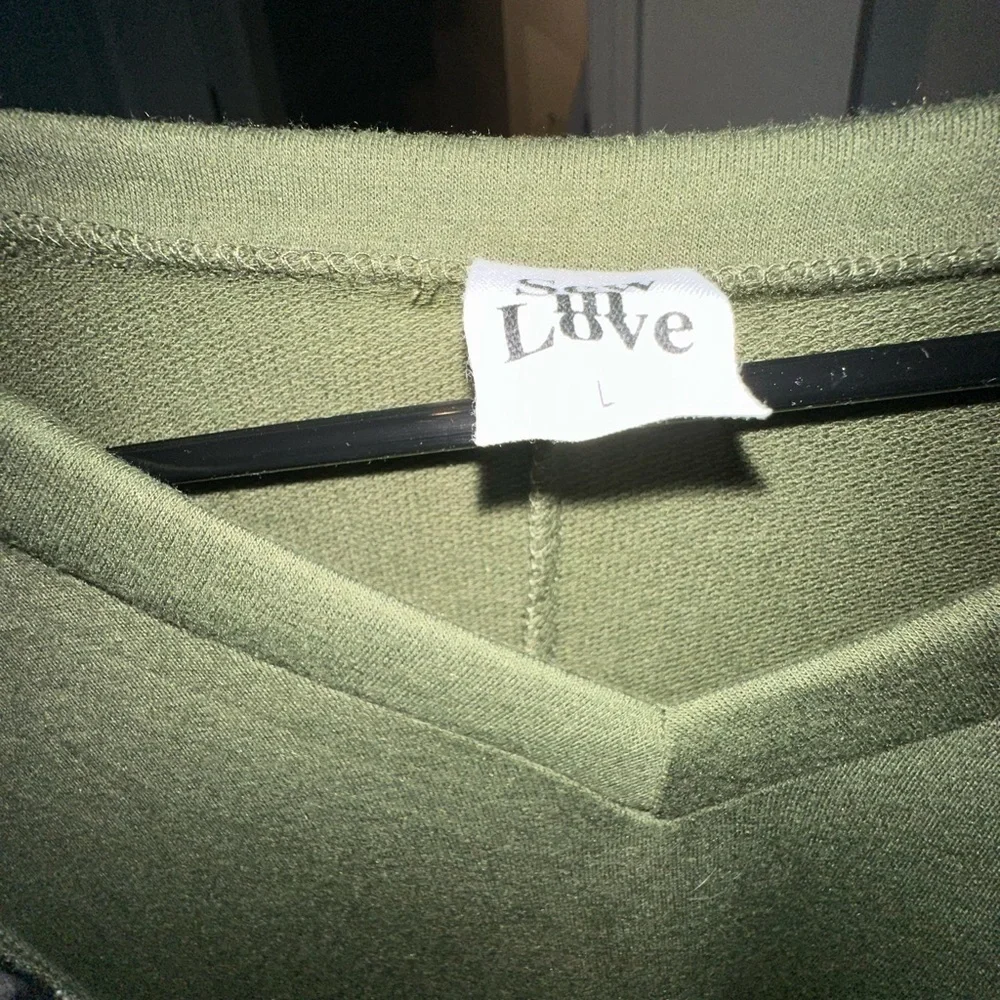 Sew In Love Olive Top with Leopard Print Accents - Picture 2 of 3